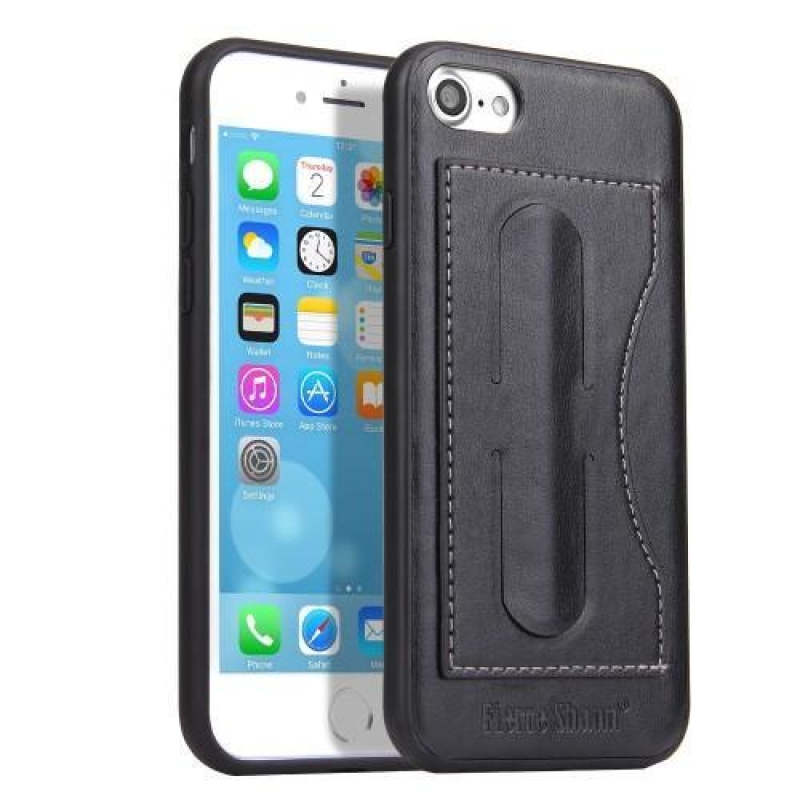 Shanny gelový obal se zády z PU kůže na iPhone 7 a iPhone 8 - černý