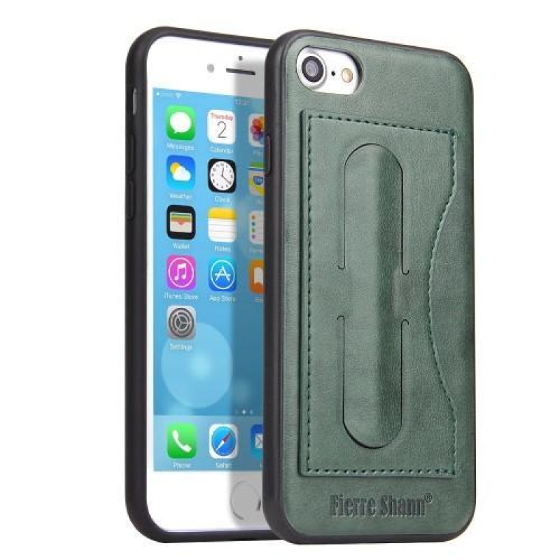 Shanny gelový obal se zády z PU kůže na iPhone 7 a iPhone 8 - zelený