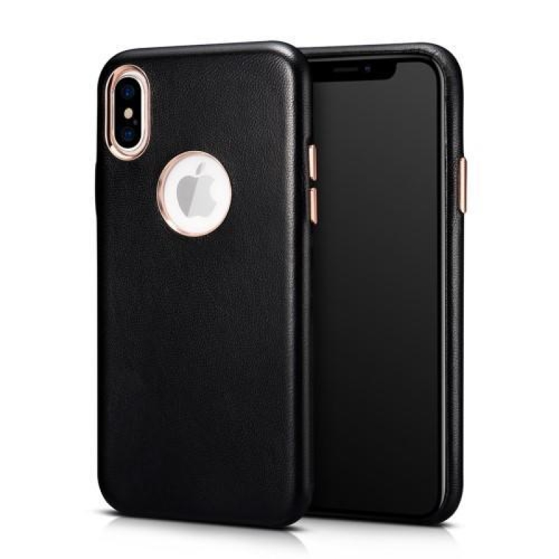 Sheep plastový obal potažený pravou kůží na iPhone X - černý