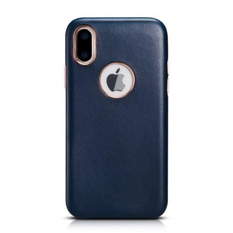 Sheep plastový obal potažený pravou kůží na iPhone X - tmavě modrý
