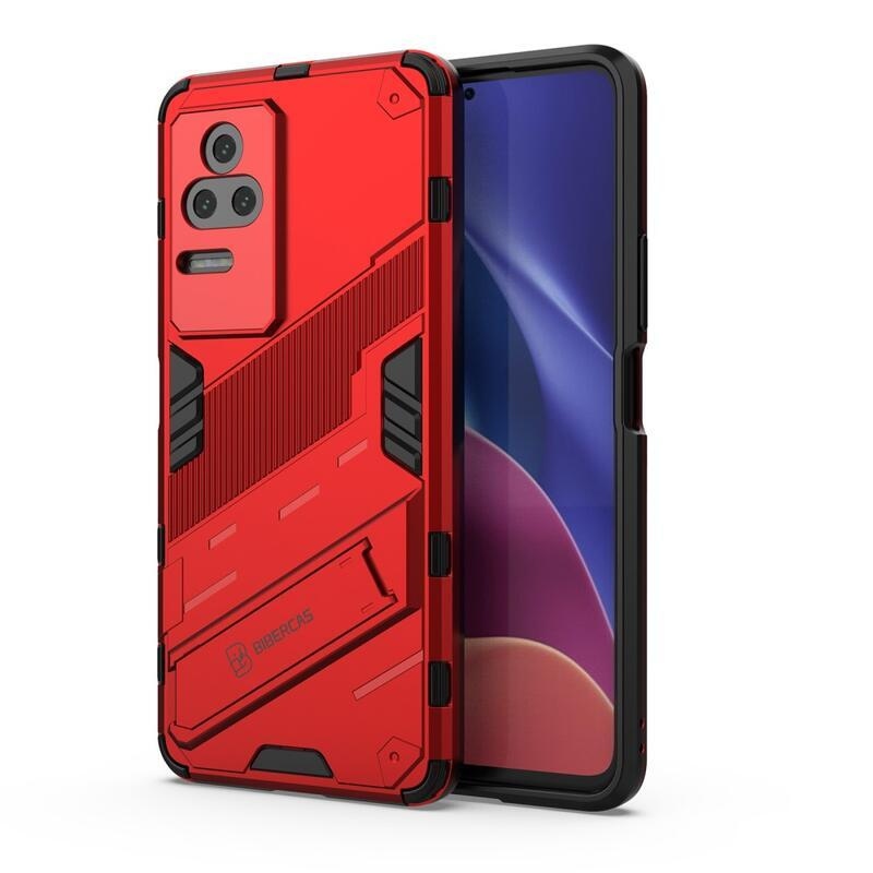 Shell odolný hybridný kryt s výklopným stojánkem na mobil Xiaomi Poco F4 5G - červený