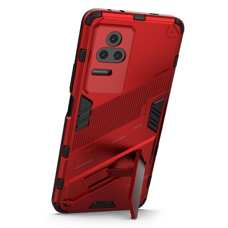 Shell odolný hybridný kryt s výklopným stojánkem na mobil Xiaomi Poco F4 5G - červený
