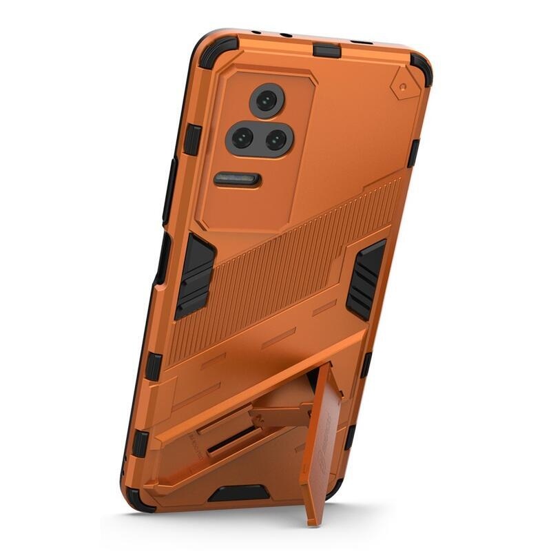 Shell odolný hybridný kryt s výklopným stojánkem na mobil Xiaomi Poco F4 5G - oranžový