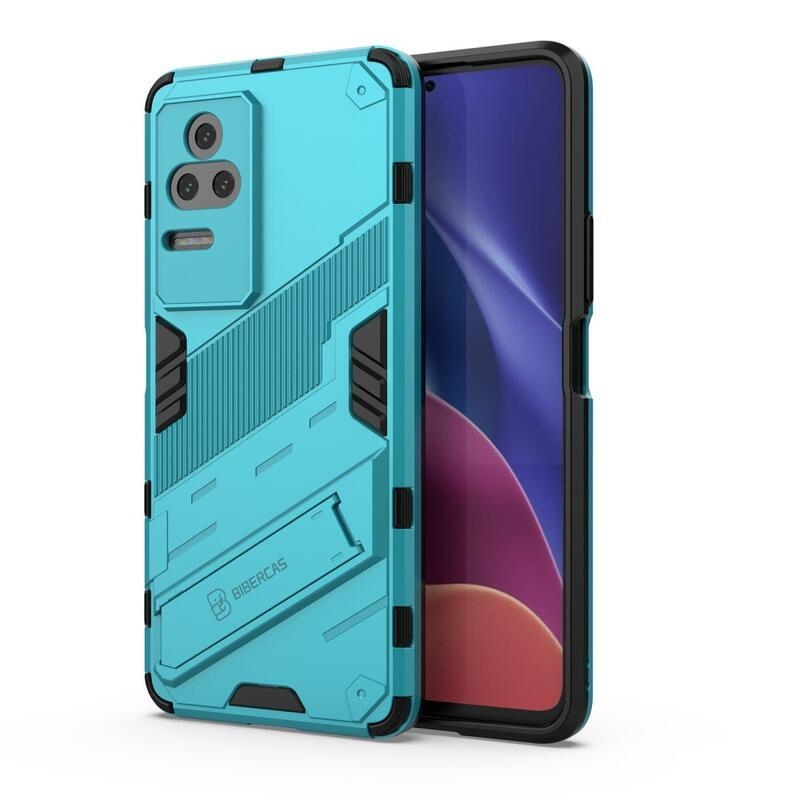 Shell odolný hybridný kryt s výklopným stojánkem na mobil Xiaomi Poco F4 5G - světlemodrý