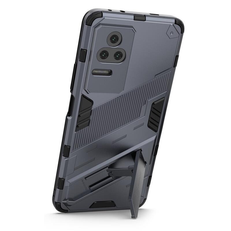 Shell odolný hybridný kryt s výklopným stojánkem na mobil Xiaomi Poco F4 5G - tmavěmodrý