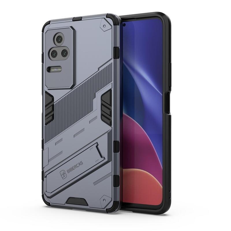 Shell odolný hybridný kryt s výklopným stojánkem na mobil Xiaomi Poco F4 5G - tmavěmodrý