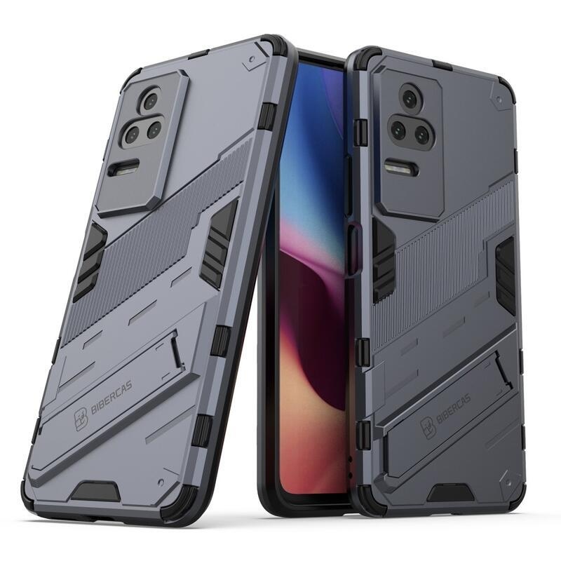 Shell odolný hybridný kryt s výklopným stojánkem na mobil Xiaomi Poco F4 5G - tmavěmodrý