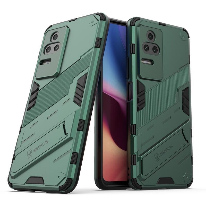 Shell odolný hybridný kryt s výklopným stojánkem na mobil Xiaomi Poco F4 5G - zelený