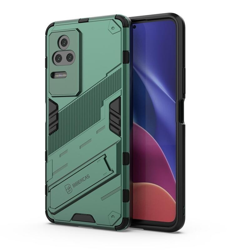 Shell odolný hybridný kryt s výklopným stojánkem na mobil Xiaomi Poco F4 5G - zelený