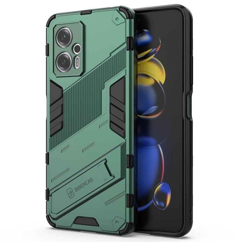Shell odolný hybridný kryt s výklopným stojánkem na mobil Xiaomi Poco X4 GT 5G - zelený