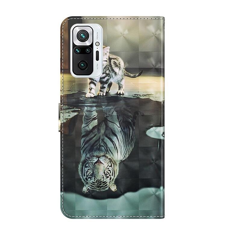 Print peněženkové pouzdro na mobil Xiaomi Redmi Note 10 Pro - kočka a odraz tygra