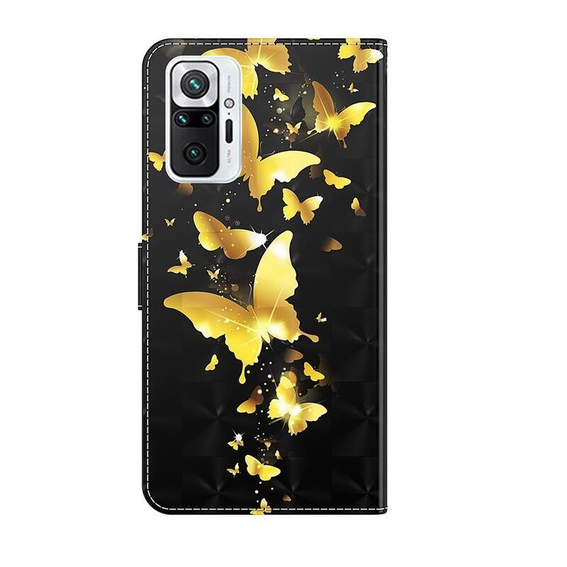 Print peněženkové pouzdro na mobil Xiaomi Redmi Note 10 Pro - zlatí motýli