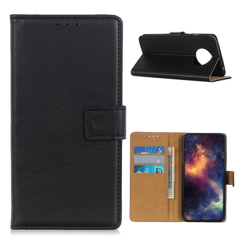 Shell PU kožené peněženkové pouzdro na mobil Xiaomi Redmi Note 9T 5G - černé