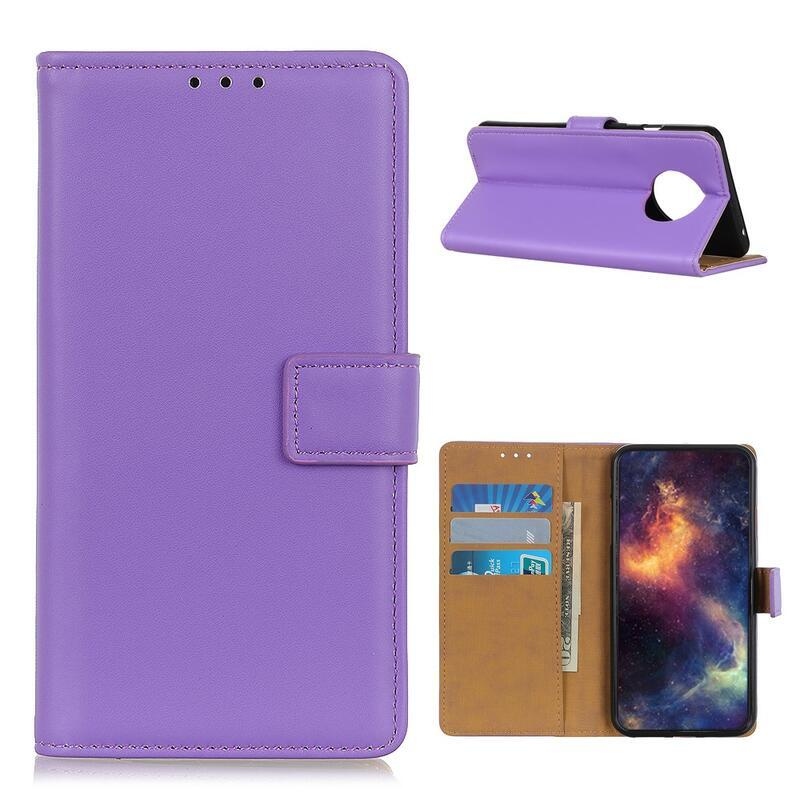 Shell PU kožené peněženkové pouzdro na mobil Xiaomi Redmi Note 9T 5G - fialové