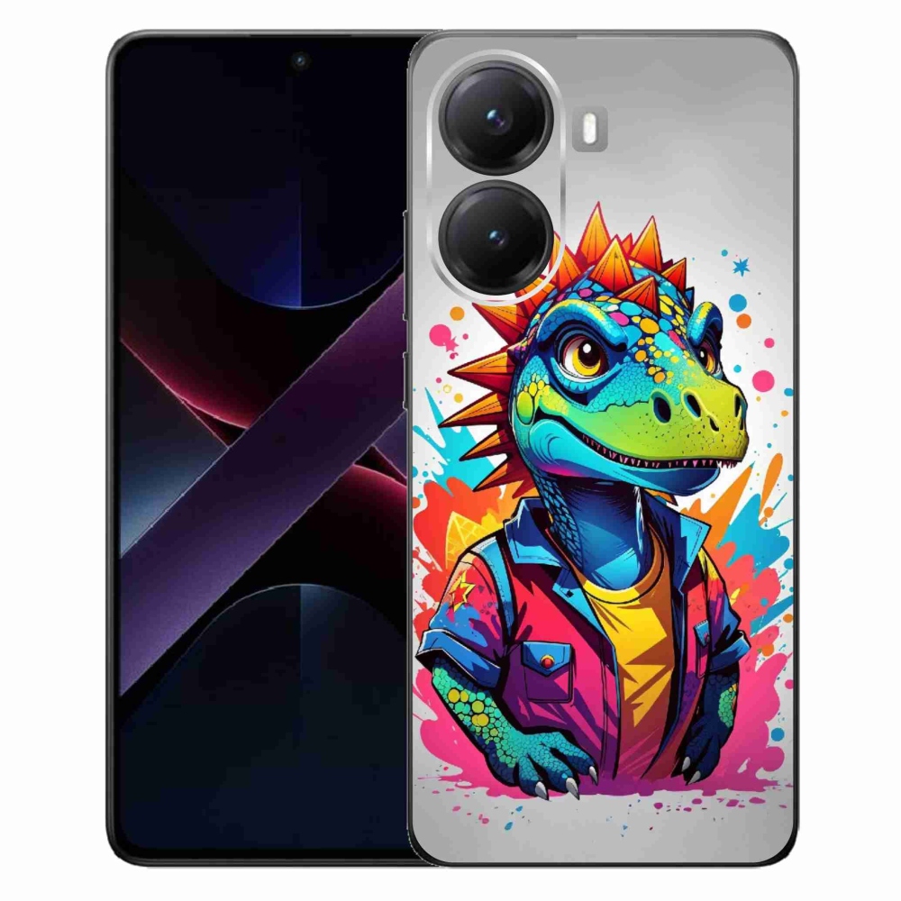 Gelový kryt mmCase na Xiaomi Poco X7 Pro 5G - barevný dinosaurus