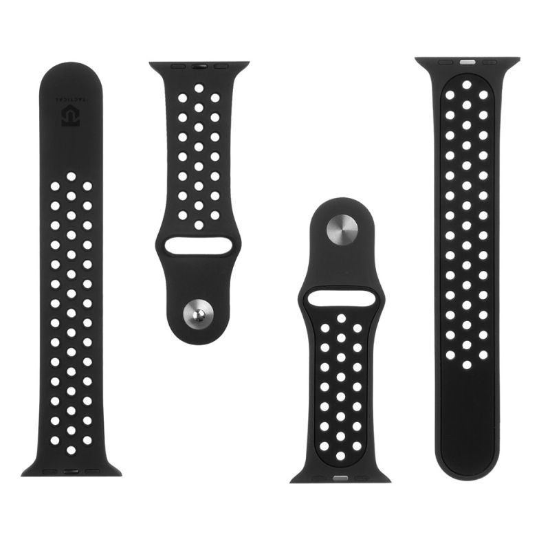 Tactical 161 Double Silikonový Řemínek pro Apple Watch 1/2/3/4/5/6/7/8/9/SE 42/44/45mm Black