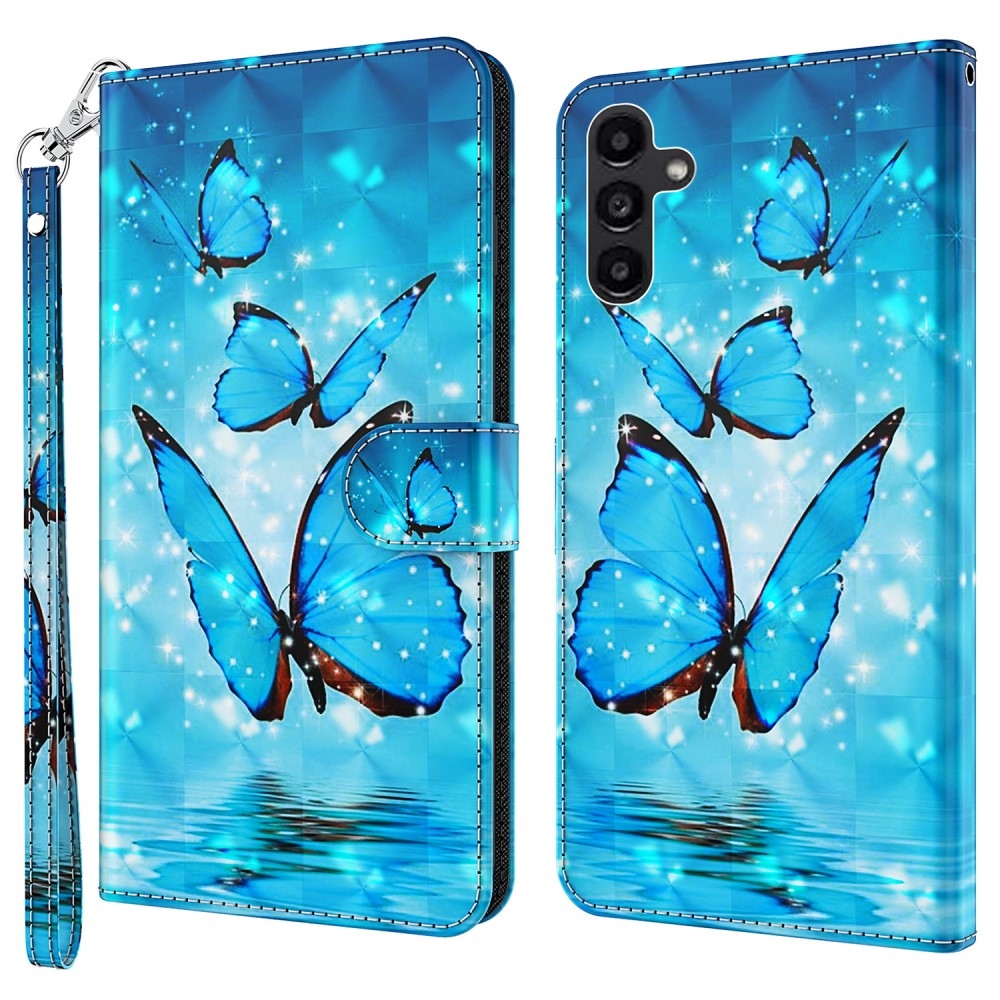 Print knížkové pouzdro na Samsung Galaxy A55 5G - modří motýli