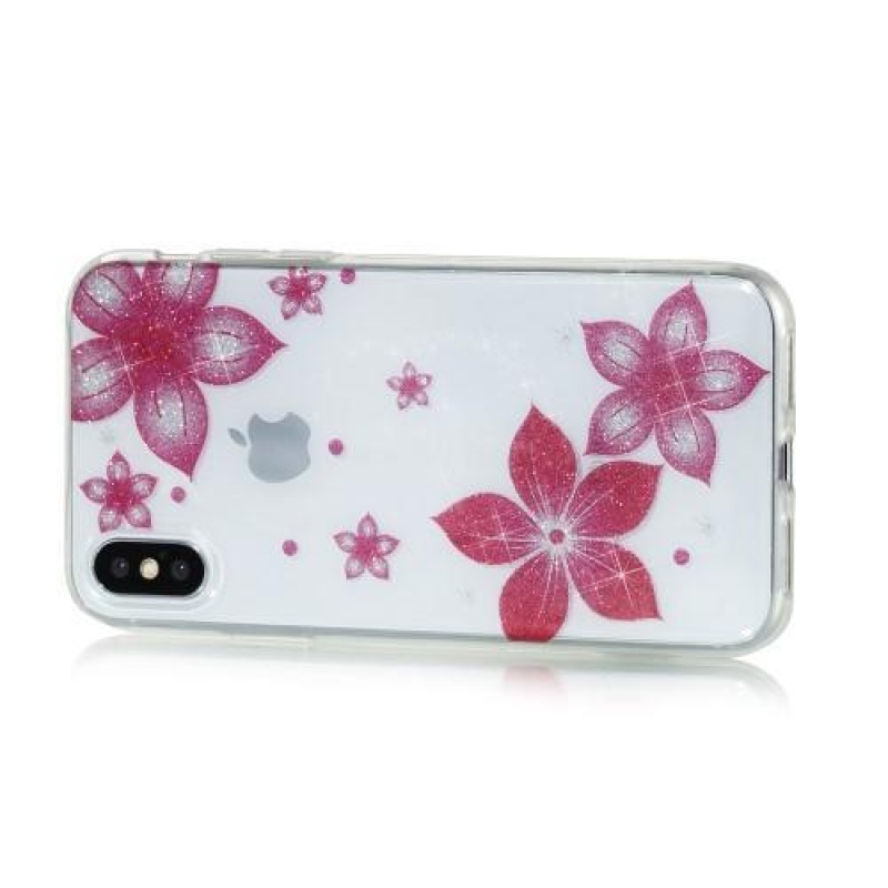 Shine gelový obal na iPhone X - červené kvítky