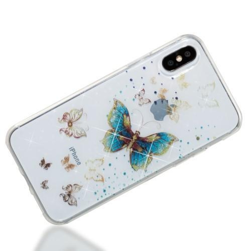 Shine gelový obal na iPhone X - motýlkové