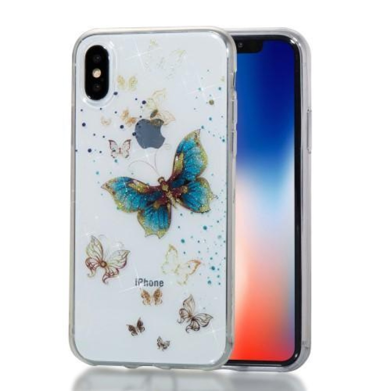 Shine gelový obal na iPhone X - motýlkové
