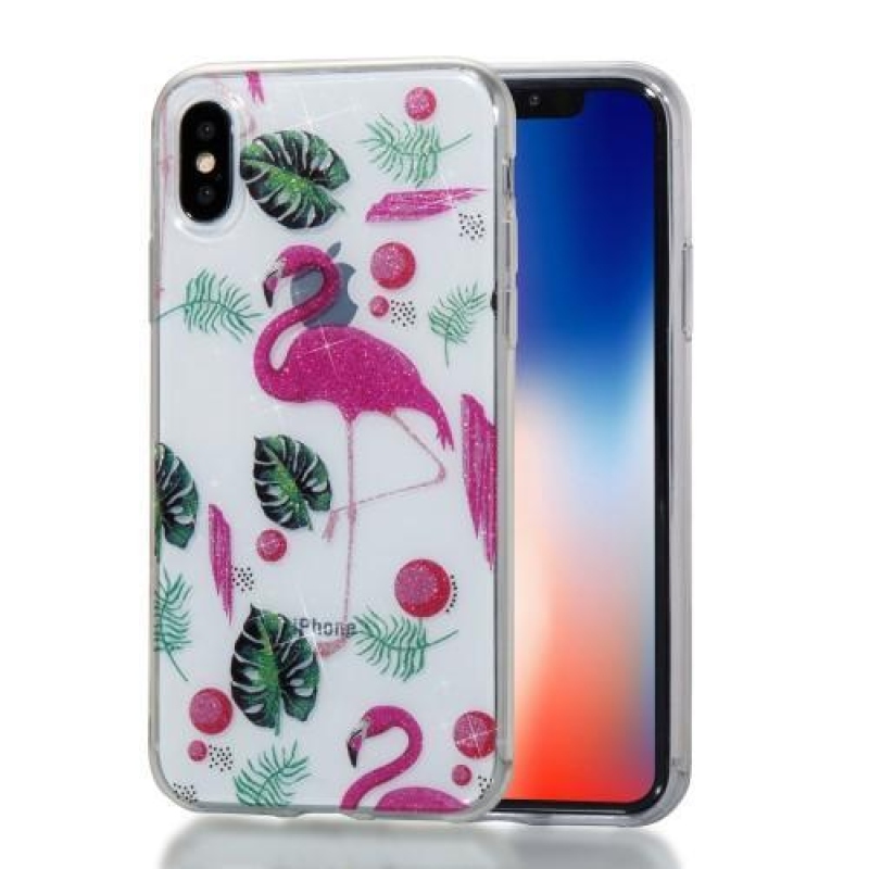 Shine gelový obal na iPhone X - plameňák
