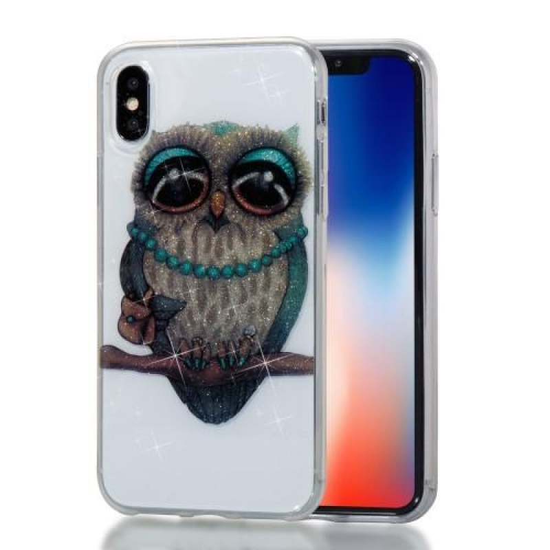 Shine gelový obal na iPhone X - sova
