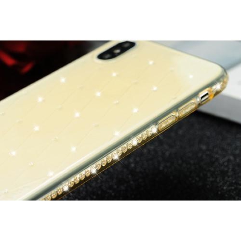 Shine gelový obal se zdobením na iPhone X - žlutý