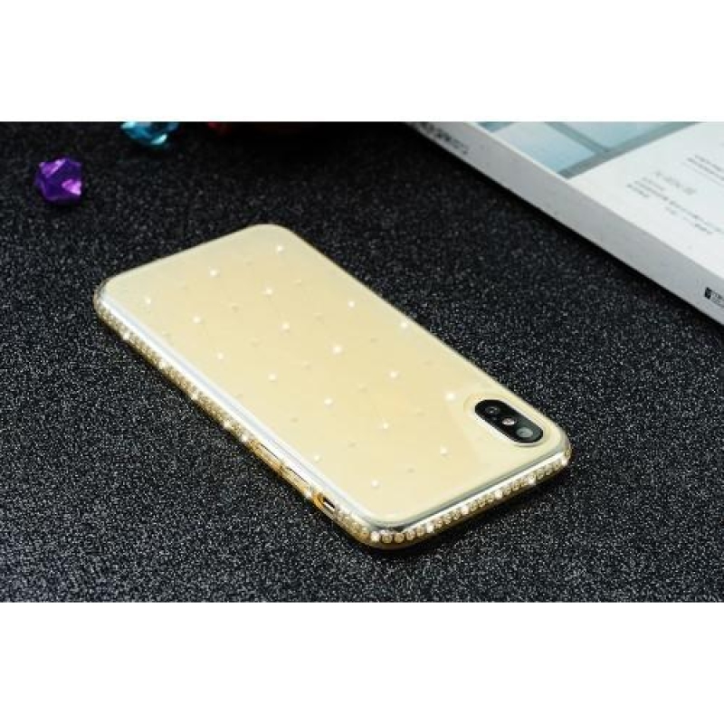 Shine gelový obal se zdobením na iPhone X - žlutý
