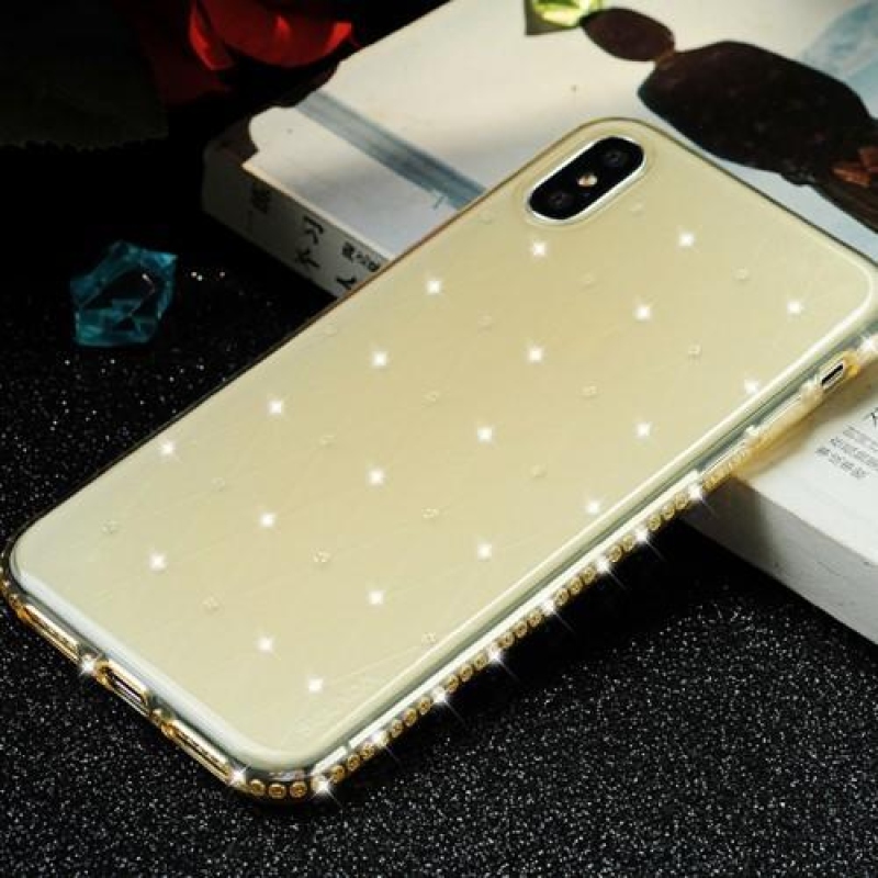Shine gelový obal se zdobením na iPhone X - žlutý