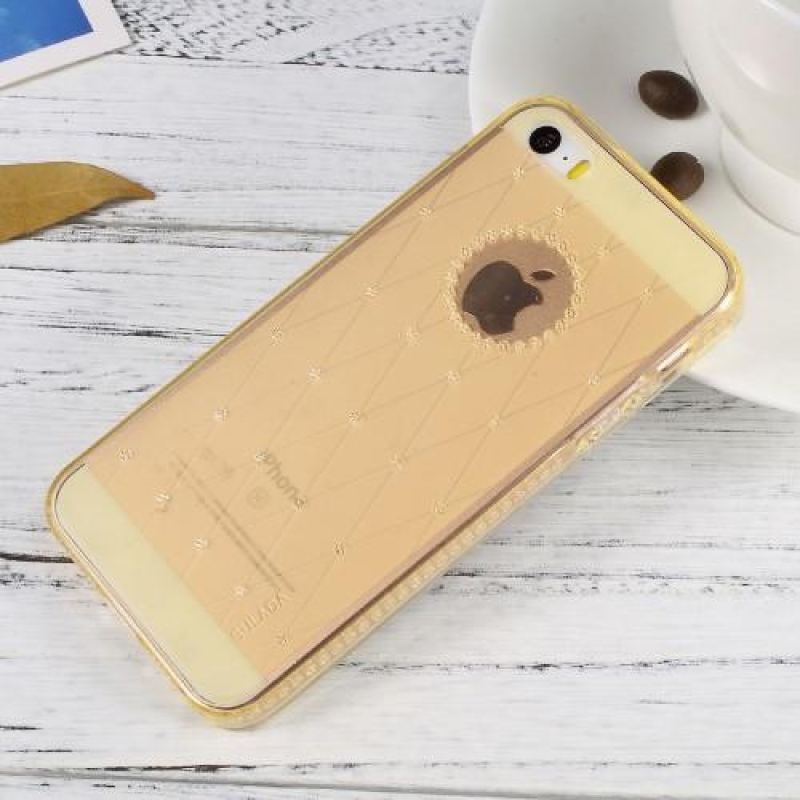 Shini gelový obal s třpytivými kamínky na iPhone 5 a 5S - zlatý