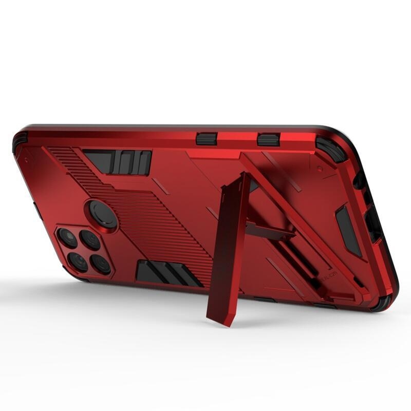 Shock odolný hybridní kryt s výklopným stojánkem na mobil Realme C21Y/C25Y - červený
