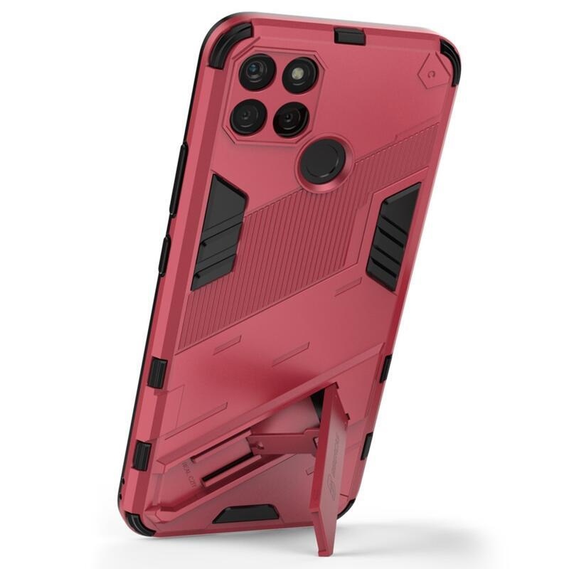 Shock odolný hybridní kryt s výklopným stojánkem na mobil Realme C21Y/C25Y - rose
