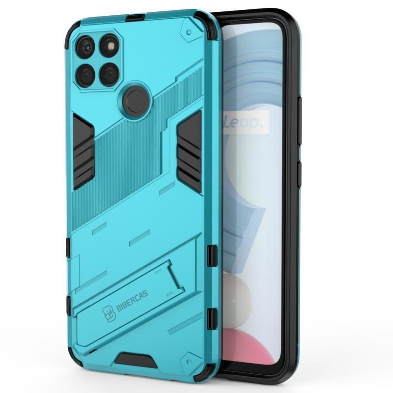 Shock odolný hybridní kryt s výklopným stojánkem na mobil Realme C21Y/C25Y - světlemodrý