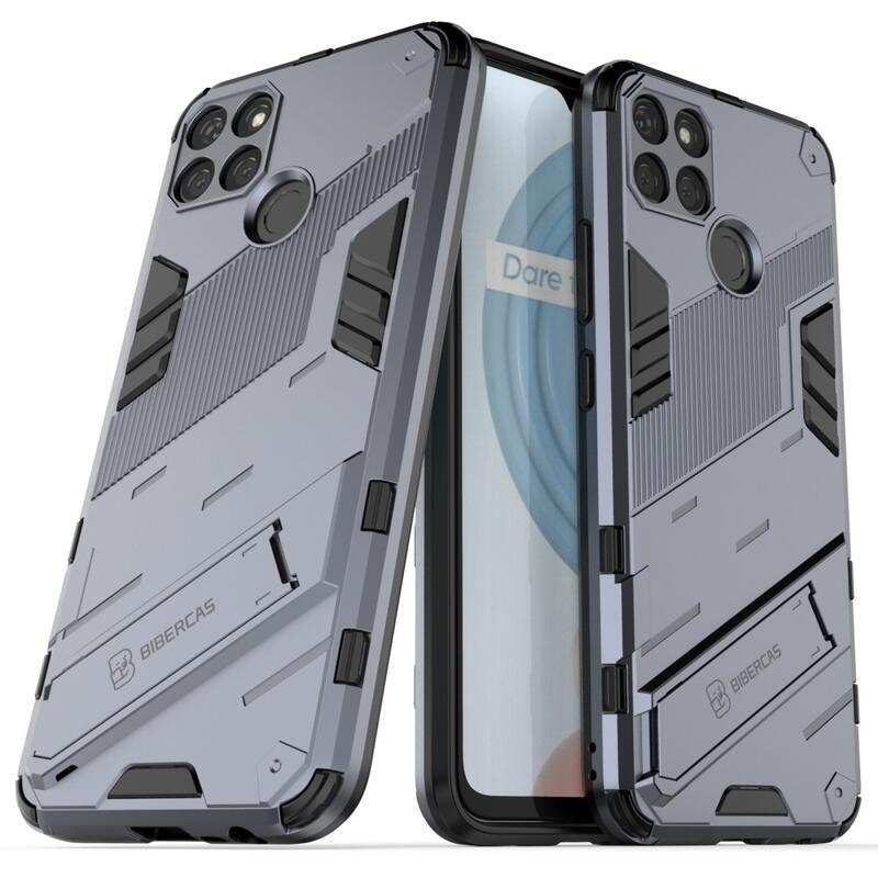 Shock odolný hybridní kryt s výklopným stojánkem na mobil Realme C21Y/C25Y - tmavěmodrý