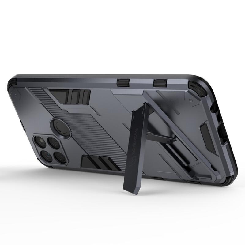 Shock odolný hybridní kryt s výklopným stojánkem na mobil Realme C21Y/C25Y - tmavěmodrý