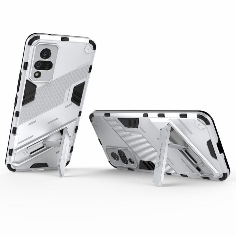 Shock odolný hybridní kryt s výklopným stojánkem na mobil Vivo V21 4G/5G - bílý
