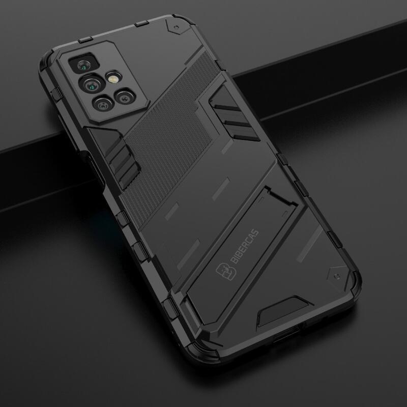 Shock odolný hybridní kryt s výklopným stojánkem na mobil Xiaomi Redmi 10/Redmi 10 (2022) - černý