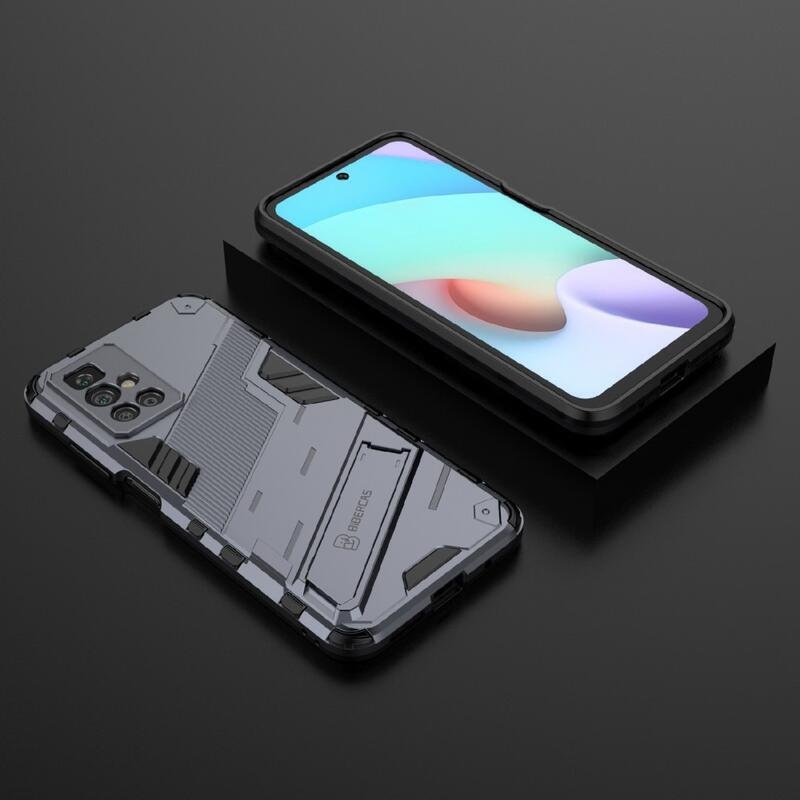Shock odolný hybridní kryt s výklopným stojánkem na mobil Xiaomi Redmi 10/Redmi 10 (2022) - šedá