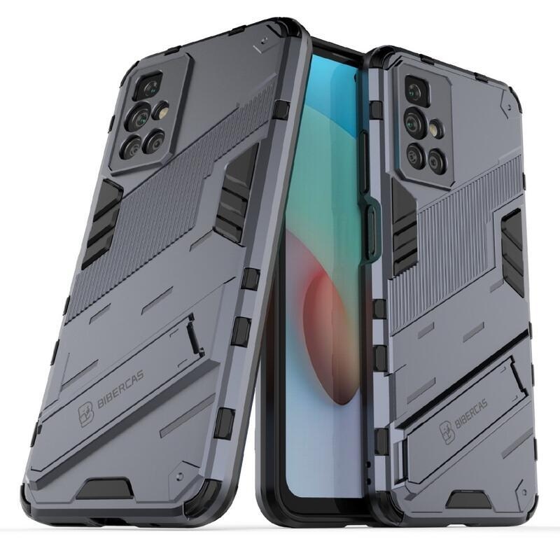 Shock odolný hybridní kryt s výklopným stojánkem na mobil Xiaomi Redmi 10/Redmi 10 (2022) - šedá