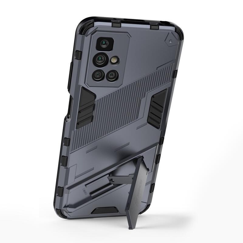 Shock odolný hybridní kryt s výklopným stojánkem na mobil Xiaomi Redmi 10/Redmi 10 (2022) - šedá