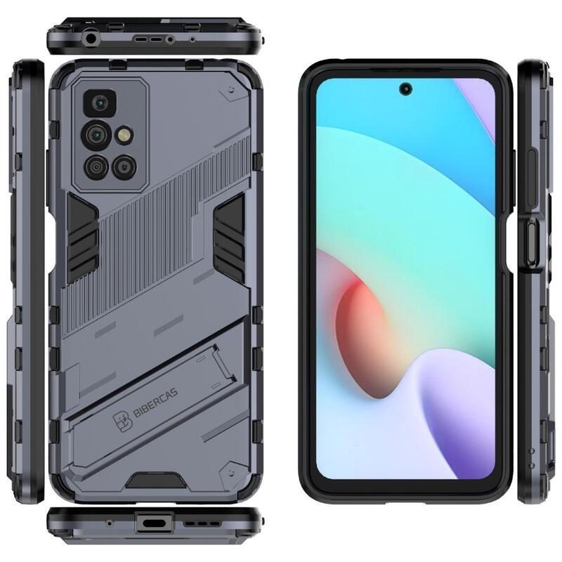 Shock odolný hybridní kryt s výklopným stojánkem na mobil Xiaomi Redmi 10/Redmi 10 (2022) - šedá