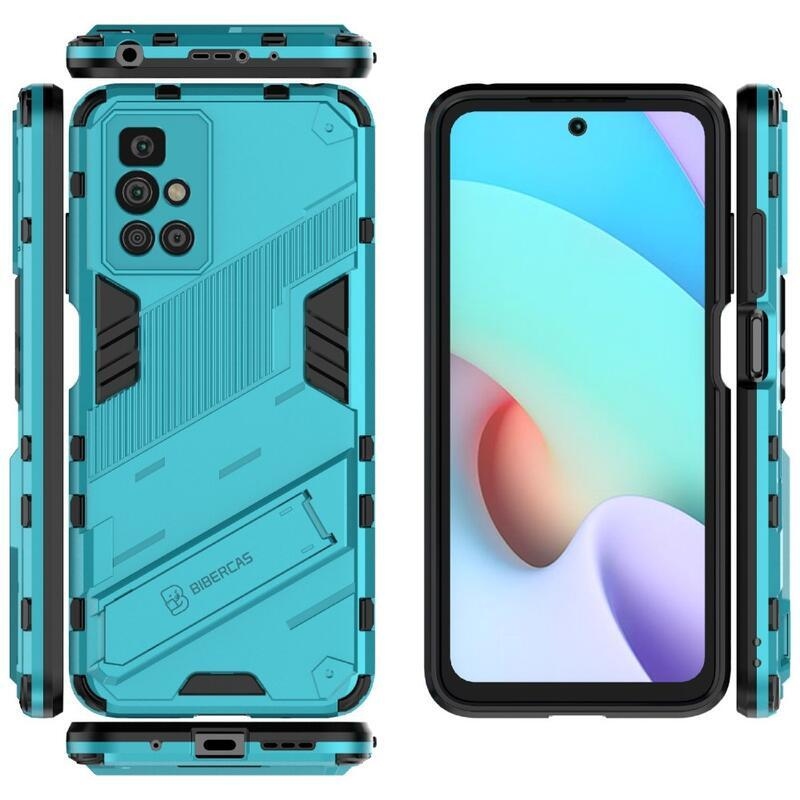 Shock odolný hybridní kryt s výklopným stojánkem na mobil Xiaomi Redmi 10/Redmi 10 (2022) - světlemodrá