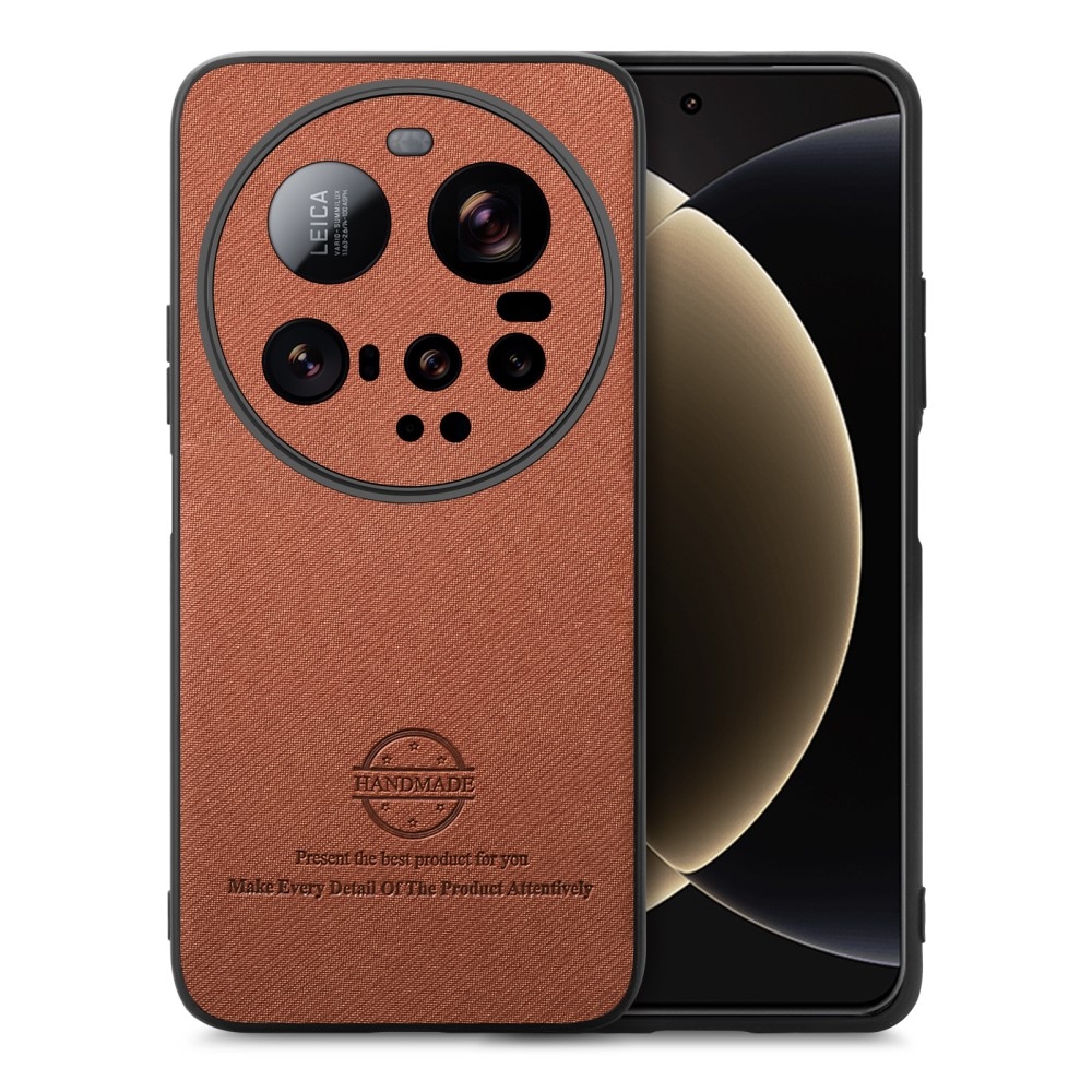 Crafted gelový obal s umělou kůží na Xiaomi 15 Ultra - hnědý