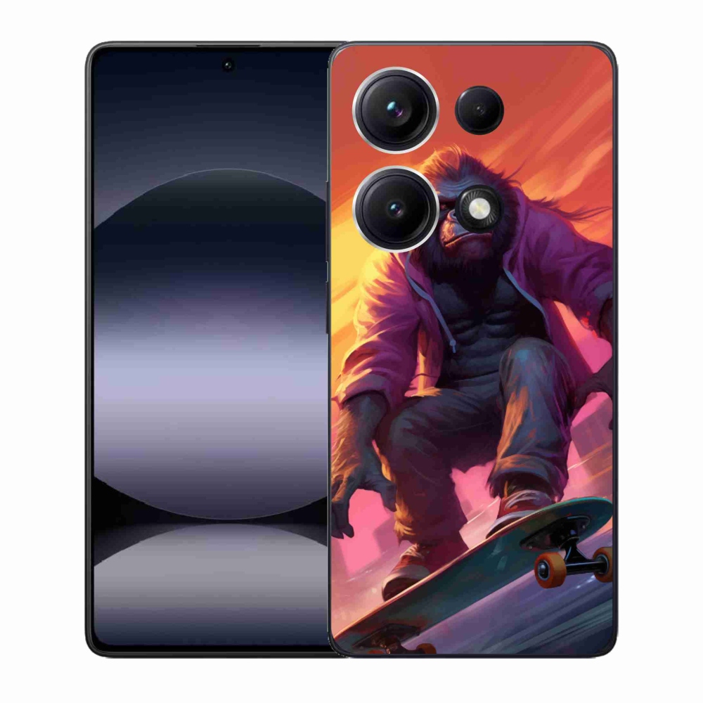 Gelový kryt mmCase na Xiaomi Redmi Note 14S - gorila na skateboardu