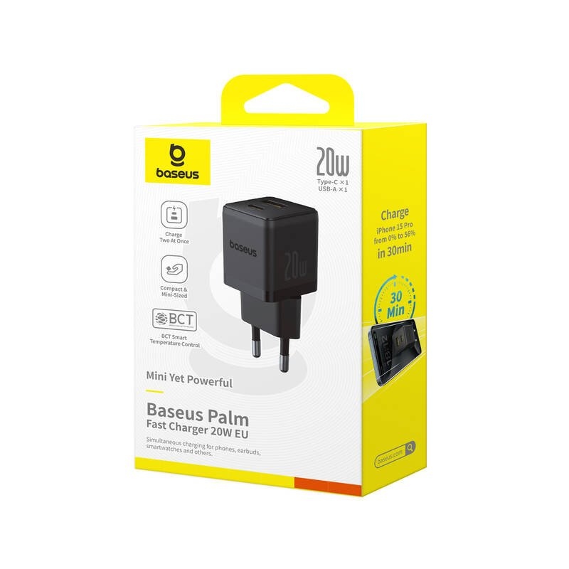 Baseus Palm Fast Nabíječka USB-A + USB-C 20W Black