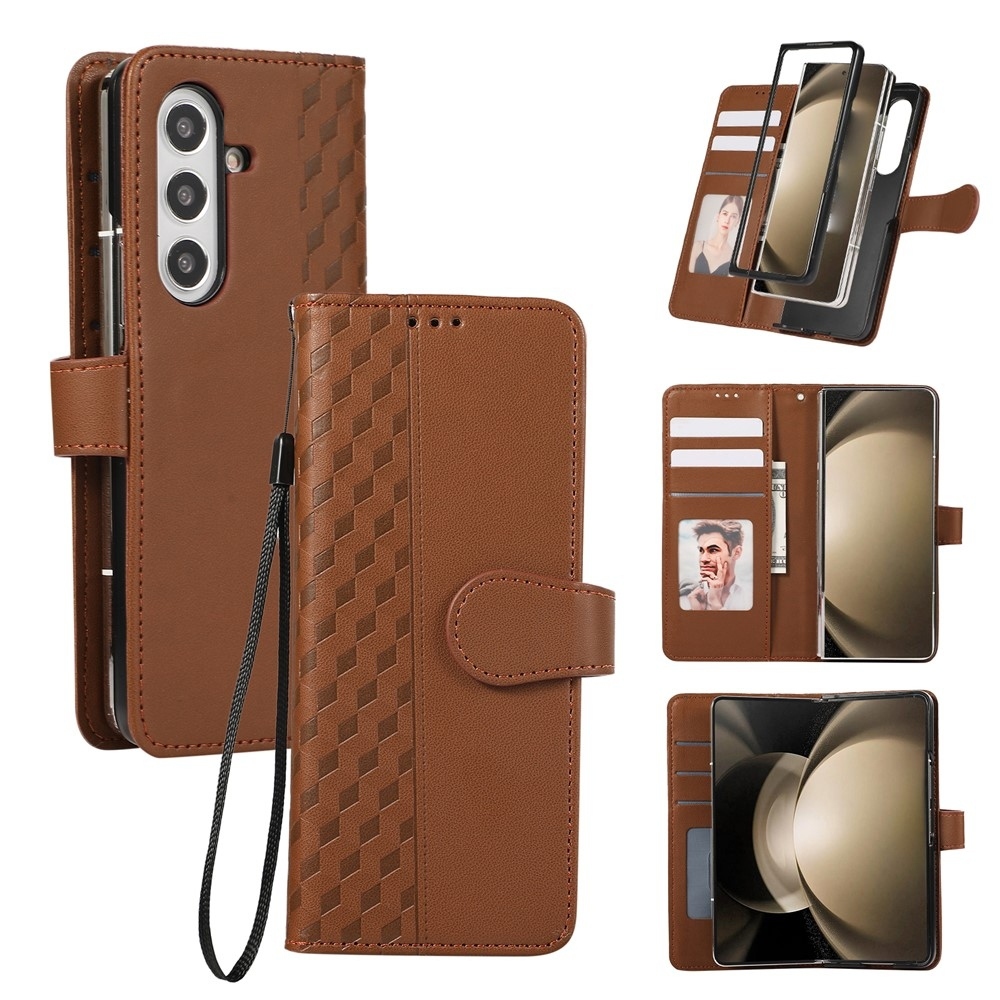 Gridy knížkové pouzdro na Samsung Galaxy Z Fold7 5G - hnědé