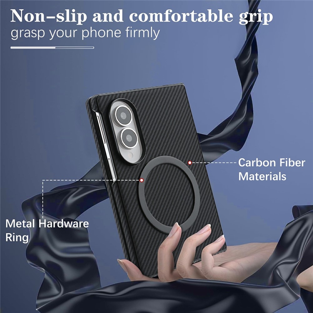 Side kryt s MagSafe a potažený umělou kůží na Samsung Galaxy Z Fold8 5G - černý