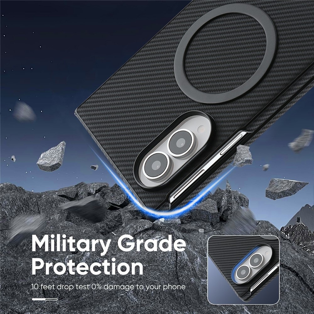 Side kryt s MagSafe a potažený umělou kůží na Samsung Galaxy Z Fold8 5G - černý