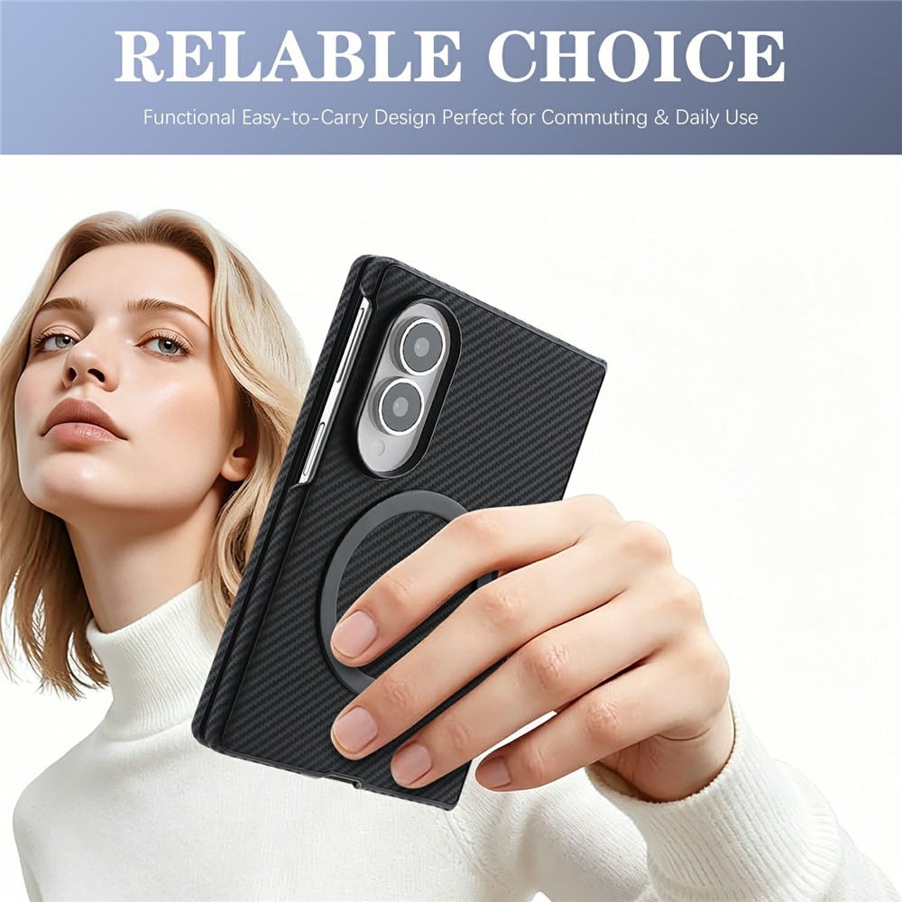 Side kryt s MagSafe a potažený umělou kůží na Samsung Galaxy Z Fold8 5G - černý