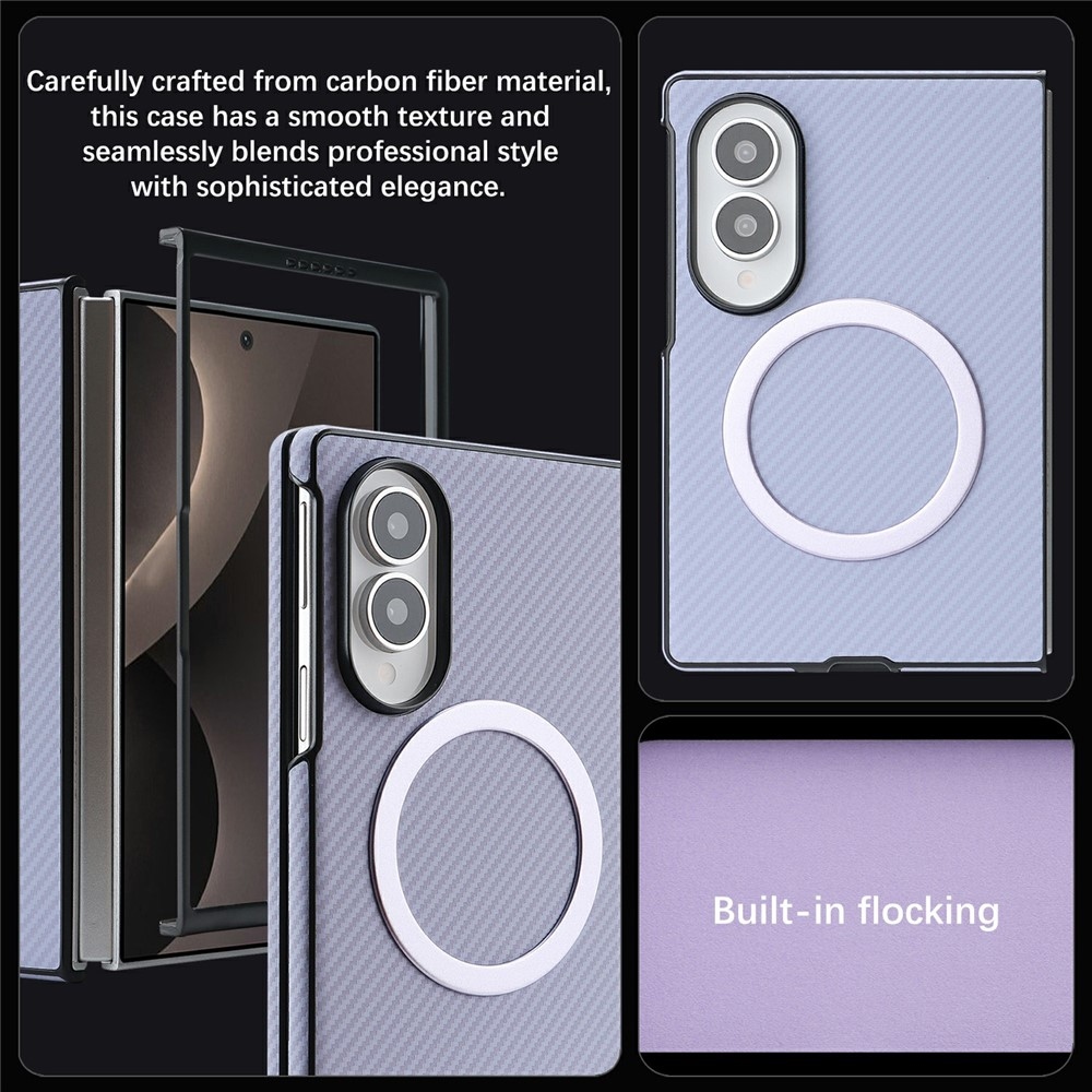 Side kryt s MagSafe a potažený umělou kůží na Samsung Galaxy Z Fold8 5G - fialový